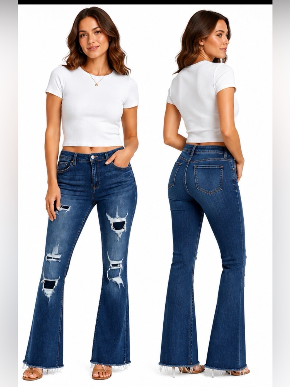 Kancan X Maurice’s Distressed Flare Jeans Size 28 Casual Boho Festival Cowgirl